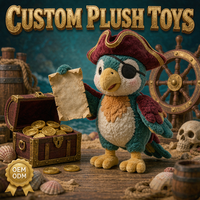 Jouets en peluche personnalisés Pirate Parrot OEM ODM, avec coffre au trésor et roue de bateau, vente en gros