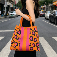Sac fourre-tout en polyester tricoté, grand format, sac fourre-tout tricoté tendance avec bouton pression, pour la plage, les courses, l'été, usage quotidien