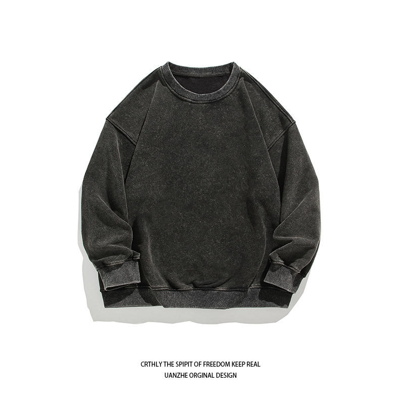 500G Black Crew Neck (Thickened Fleece)