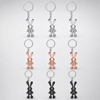 Chaîne courte à anneau fendu en métal poli miroir, motif lapin mignon, haute qualité, couleurs personnalisées, vente en gros pour porte-clés, directement de l'usine