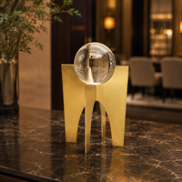 Décoration de table sphère en cristal, boule de quartz transparente, support en métal doré pour fleurs, décoration maison et bureau