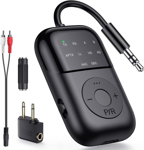 Qualcomm Bluetooth5.3 Airplane Design Car Adapter Dual Connection Wireless Audio Transmitter Receiver for Auto Handsfree Calling