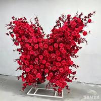 Spiegel-Schneeflocken-Samt Lila Schmetterling 1m x 1m Handgefertigte Künstliche Rosenblumenwand Hintergrund-Dekoration Romantische Traumhafte Hochzeitskunst