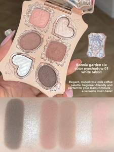 Palette de fards à paupières six couleurs Huazhixiao Bonnie Garden Rabbit, blush, crème à lèvres, miroir, pinceau, ensemble d'accessoires, boîte standard - Product Image 6