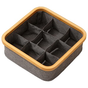 Caja de Almacenamiento Multifuncional, Apilable y Ahorradora de Espacio para Ropa Interior y Calcetines, con Compartimentos, Diseño Cuadrado de Bambú Moso, 30x30x10cm - Product Image 5