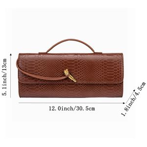 Sac de soirée de luxe pour femme en similicuir serpent avec bandoulière amovible et poignée supérieure, pochette pour le bureau et les dîners formels - Product Image 2