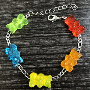 Pulsera chapada en oro de múltiples colores caramelo yute oso pulsera de cadena Figaro - Product Image 6