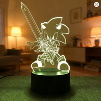 Figurines d'anime Hedgehog Harajuku, lampes de nuit LED 3D, lampes de table mignonnes de dessin animé pour la décoration de la maison et de la chambre, jouets pour enfants, cadeaux