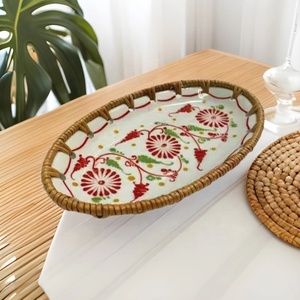 Piatto di frutta in ceramica in rattan all'ingrosso piatto da Dessert creativo vietnamita piatto da tavolo snack piatto per uso domestico piatto Dim sum - Product Image 3