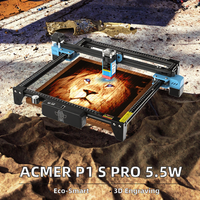 Machine de gravure/découpe au laser à diode portable Acmer P1 s Pro 5,5 W pour les petites entreprises, conception 3D en métal et en bois, LAS AI DST, nouveau
