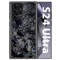 Étuis de luxe en Fiber de carbone pour téléphone portable Samsung S25ULTRA/24 S23 S22Plus comprenant une poignée de téléphone forgée à gros grains taille parfaite