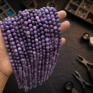 Perles rondes en améthyste violette naturelle de 8 mm, pierres précieuses polies en vrac pour la fabrication de bracelets, colliers et bijoux DIY - Product Image 2