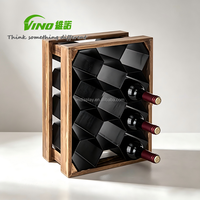 Étagère à vin hexagonale antique en bois et métal à 11 niveaux pour la présentation de produits, support de rangement multi-bouteilles pour la maison et le bar