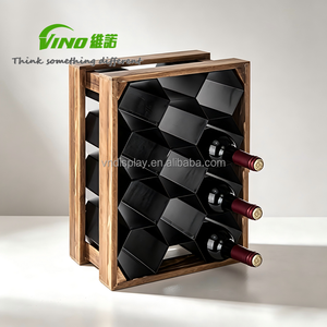 Modern Hexagonal Wooden & Metal Countertop Wine Product Display, Multi-Bottle Home & Bar Wine Storage Rack - Product Image 2