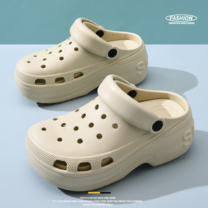 Crocs Platform <b>Clogs</b> Women EVA Sole Breathable Outdoor Beach Summer Closed Toe Durable White Black Khaki 35-40 - Product Image 1