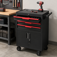 Armoire à outils roulante robuste à 3 tiroirs avec grande porte double et rangement mobile pour garage et atelier