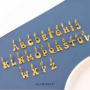 Amuleto con Letras Modernas |   Colgante de Acero Inoxidable con Baño de Oro PVD de 18K, Letras Mayúsculas del Alfabeto de la A a la Z, para Fabricación de Joyería - Product Image 3