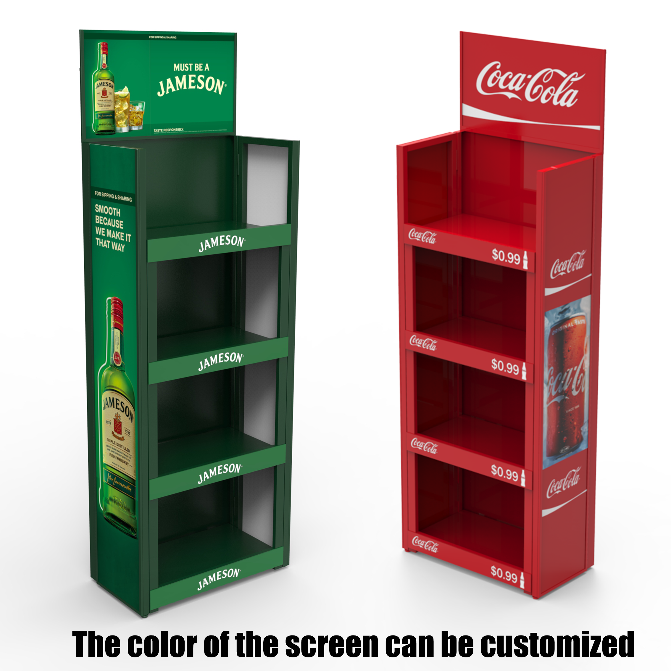 Apache 4-Tier Metal Beverage Cans Drinking Bottles Display Rack Foldable Floor Standing Advertising Custom Logo for Retail Shops — view 4