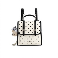 Cow&Kitty Tas Punggung Kasual Wanita Tas Bahu Tas Selempang Polka Dot Poliuretan Ringan Mewah Bergaya Baru