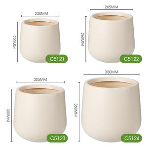 Macetas de Plástico con Aspecto de Cemento para Árboles Artificiales Grandes y Flores Artificiales de Gran Calibre JQ, Macetas Decorativas, Macetas de Piso, Forma de Huevo - Product Image 3