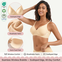 Soutien-gorge sans couture en gel souple, sans armatures, à col ondulé, pour femme, nouveau style dos, uni, respirant, bonnet complet, grande taille, effet liftant, vente en gros