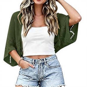 BB&KK Cardigan Estivo da <span class=keywords><strong>Donna</strong></span> in Mohair Lavorato all'Uncinetto con Scollo all'Americana, Pizzo Traforato, Maniche a Pipistrello Corte, Leggero, Aperto sul Davanti, <span class=keywords><strong>Bolero</strong></span> Shrug - Product Image 1