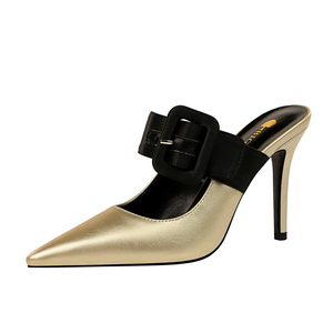 955-1 Europa e gli stati Uniti di modo semplice Baotou trascinare con di alta-scarpe col tacco alto bocca superficiale punta a cintura fibbia pantofole <span class=keywords><strong>femminili</strong></span> - Product Image 3