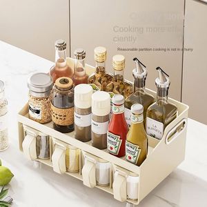 Étagère de rangement pour épices en plastique à double niveau, moderne et durable, multifonctionnelle, pour la cuisine - Product Image 3