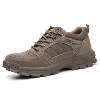 Bottes de sécurité montantes en daim, respirantes, couleur kaki, pour hommes, en toile