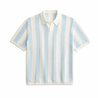 Pull tricoté d'été personnalisé pour homme en viscose/coton anti-boulochage, à rayures verticales, ajouré, à manches courtes, respirant, OEM ODM