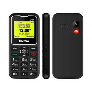 V171 ponsel tombol besar, telepon genggam SOS, fitur Keypad 2G, telepon senior dengan Dok pengisian daya SIM ganda untuk orang tua