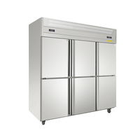 Réfrigérateur commercial en acier inoxydable à six portes, haute efficacité, grande capacité pour restaurant, hôtel, restauration