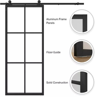 Personnalisé 36 po. X 84 po. Porte de grange avec kit de quincaillerie pour porte coulissante de 6,6 pieds Design graphique en verre massif Porte en son en acier inoxydable