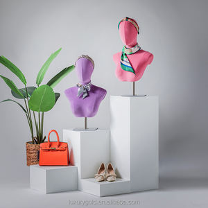 Bijoux de luxe <span class=keywords><strong>Buste</strong></span> Présentoir Mannequin Perruque Présentoir <span class=keywords><strong>Femme</strong></span> Velours Tête de Mannequin <span class=keywords><strong>avec</strong></span> Épaules - Product Image 3