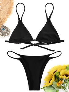 Ensemble de bikini sexy pour femmes, bralette micro string, <span class=keywords><strong>noir</strong></span>, service OEM, grande taille, vêtements de plage pour femmes, bikini deux pièces - Product Image 2