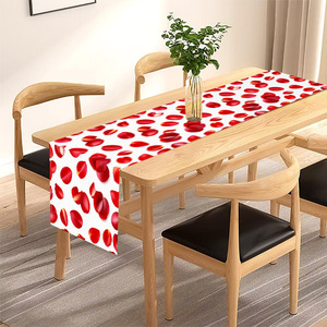 Valentinstag Tischläufer mit Rosenblütenmuster, Tischdecke, Festliche Party-Atmosphäre Dekoration, Kaffeetisch-Tuch - Product Image 1