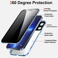 Coque de téléphone en verre trempé transparent double face avec boucle de verrouillage magnétique en métal, protection intégrale pour iPhone 17 16 15 14 Pro Max