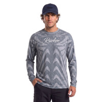 Ropa de Pesca para Hombre, Camuflaje Geométrico Táctico, Anti-UV, Manga Larga, Sublimada, Cuello Redondo, Raglán