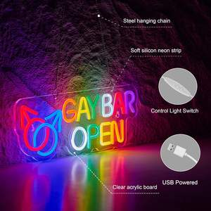 Gay Bar Open Neon Sign para decoración de pared Regulable LED Neon Light USB Powered Neon Art Signs Decor Custom Neon Lights - Product Image 3