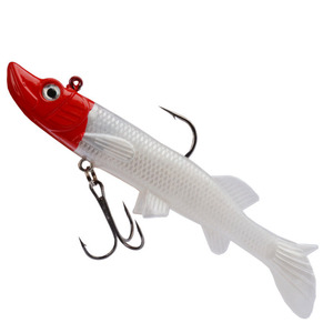 Leurre souple multicolore avec aileron simulé, grande queue en T, lesté, jighead, pour la pêche au poisson mandarin et au topmouth - Product Image 1
