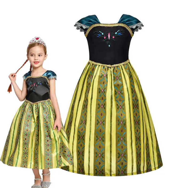 2023 Best Verkopende Jurk Baby Kids Kleine Meisjes Halloween Prinses Anna Elsa Jurk Kostuum HCGD-015