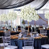 Nouveau Produit Boule de Fleur Blanche Décoration de Mariage Centre de Table Rose Soie Boule Florale Artificielle Fleurs Décoratives