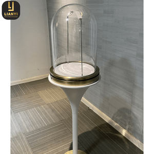 Escaparate de joyería tipo cuerno blanco con cubierta de vidrio a prueba de polvo para exhibición de gabinete de reloj de tienda minorista - Product Image 4