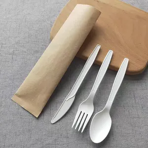 Take Out Wrapped PS Plastic Forks Spoons And Knives Disposable Plastic Cutlery Sets With Napkin Packets