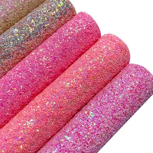 54 Inch (1.37 M) Glow In The Dark Chunky Glitter Faux Kulit Kain untuk Rambut