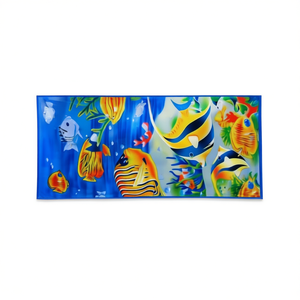 HDJ Beach Towel 70x140cm Printed Fish Pattern Polyester Summer Use Rectangle Adult Eco-Friendly Towel - Product Image 1