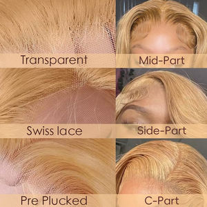 Perruques Lace Front HD Transparentes en Cheveux Humains Vierges Indiens <span class=keywords><strong>Blond</strong></span> Miel Ondulés de 30-32 Pouces, Longues, avec Nœuds Blanchis - Product Image 3