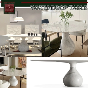 Mesa de Comedor GOLDKING de Mármol de Lujo con Diseño de Gota de Agua, Resistente a Arañazos y Manchas, para Villas de Alta Gama, Comedores de Lujo y Hoteles - Product Image 4