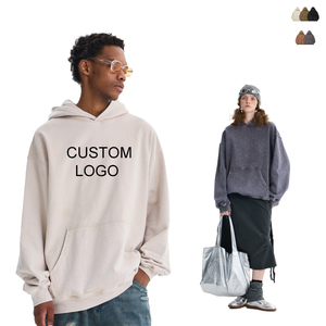 Sudadera con Capucha para Hombre de Alta Calidad con Logotipo Personalizado, Estilo Vintage Lavado, Impresión DTF, Tejido Grueso, Oversize, Lavado Ácido, con Bolsillos - Product Image 1