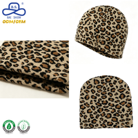 Gorro de punto grueso premium con estampado de leopardo, puño plegado, diseño de animales, afelpado, estilo urbano, logotipo personalizado, fabricante directo ODM OEM